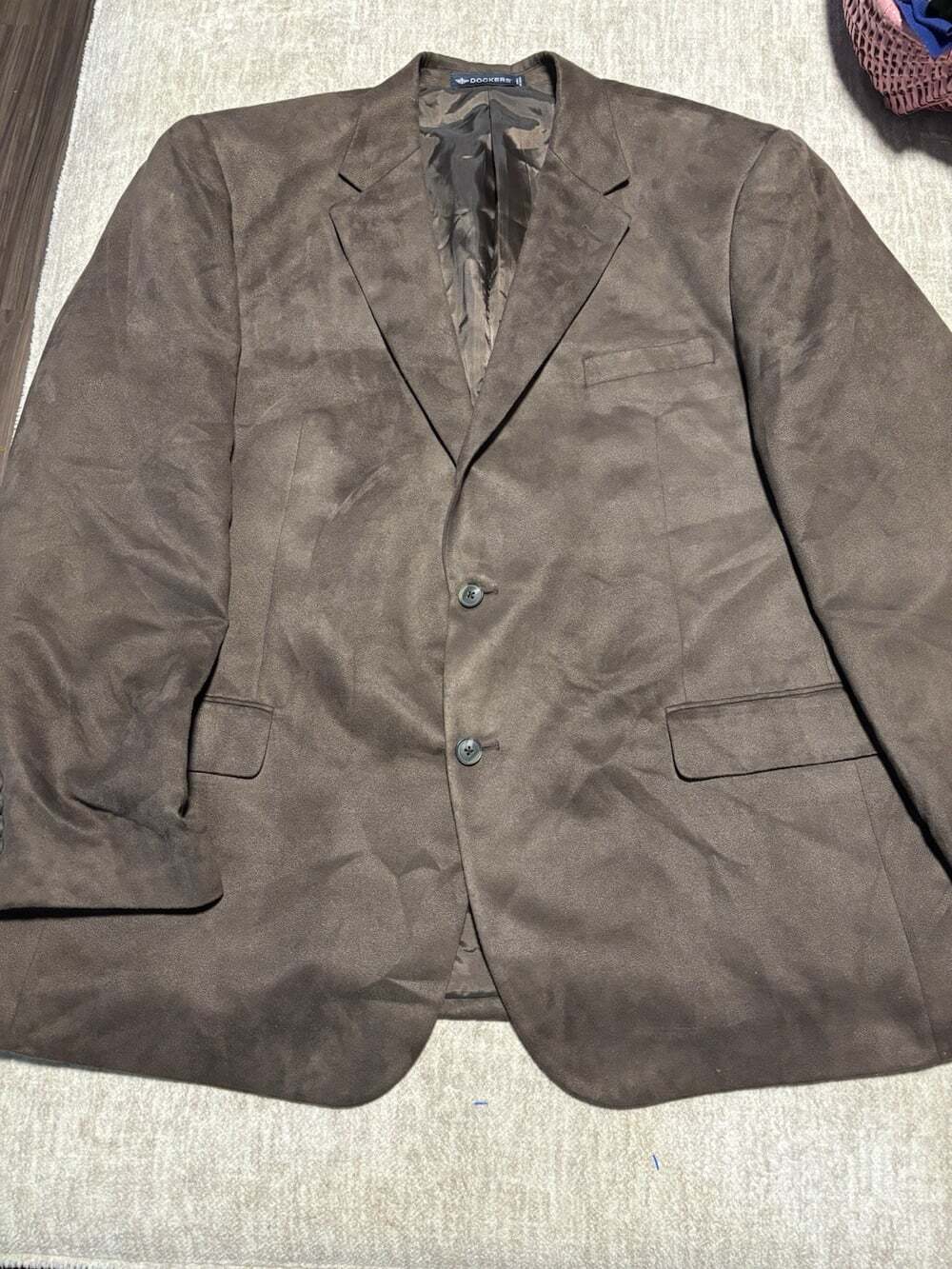 Vintage 90s Dockers Faux Suede Blazer Jacket Brown - Men's Big & Tall 50R Y2K